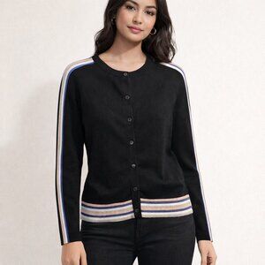 Karen Millen Black Cardigan with Striped Details